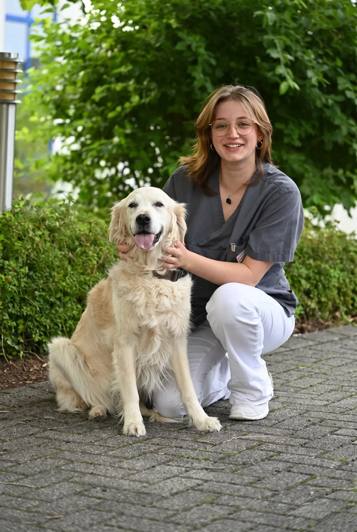 Mitarbeiterin mit Golden Retriever